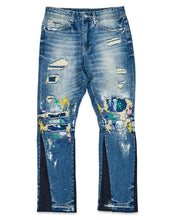 Medium Stone Knee Destroyed Slim Straight Denim