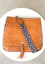 Cognac Leopard Strap Fold-over Crossbody Bag