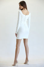 White Ribbed Knit Midi Dress