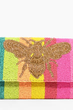 Multi Rainbow Bee Beaded Clutch