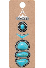 Turquoise Western Concho Anzac Gem Stone Band Cuff Ring Set
