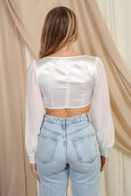 White Night Out Satin Chiffon Sleeve Corset Top