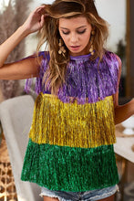 Purple/Mustard/Green Mardi Gras Metallic Tinsel Vest