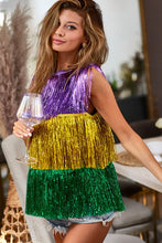 Purple/Mustard/Green Mardi Gras Metallic Tinsel Vest