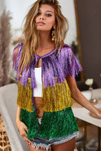 Purple/Mustard/Green Mardi Gras Metallic Tinsel Vest