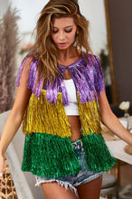 Purple/Mustard/Green Mardi Gras Metallic Tinsel Vest