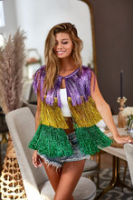 Purple/Mustard/Green Mardi Gras Metallic Tinsel Vest