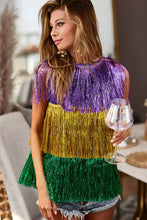 Purple/Mustard/Green Mardi Gras Metallic Tinsel Vest