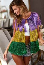 Purple/Mustard/Green Mardi Gras Metallic Tinsel Vest