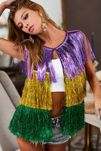 Purple/Mustard/Green Mardi Gras Metallic Tinsel Vest