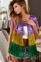 Purple/Mustard/Green Mardi Gras Metallic Tinsel Vest