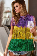 Purple/Mustard/Green Mardi Gras Metallic Tinsel Vest