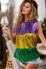 Purple/Mustard/Green Mardi Gras Metallic Tinsel Vest