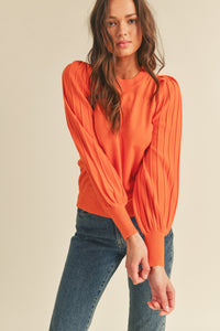 Tangerine Tango Classic Stripe Texture Pullover
