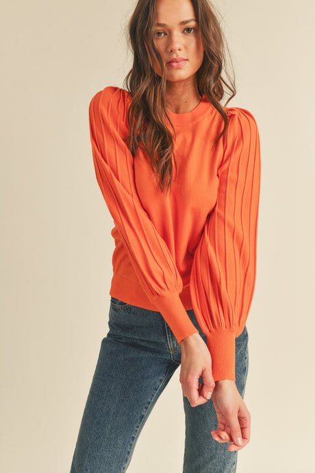 Tangerine Tango Classic Stripe Texture Pullover