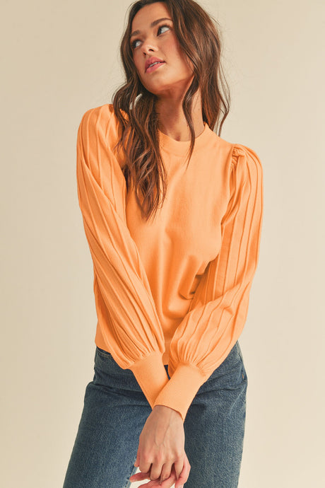 Canteloupe Classic Stripe Texture Pullover