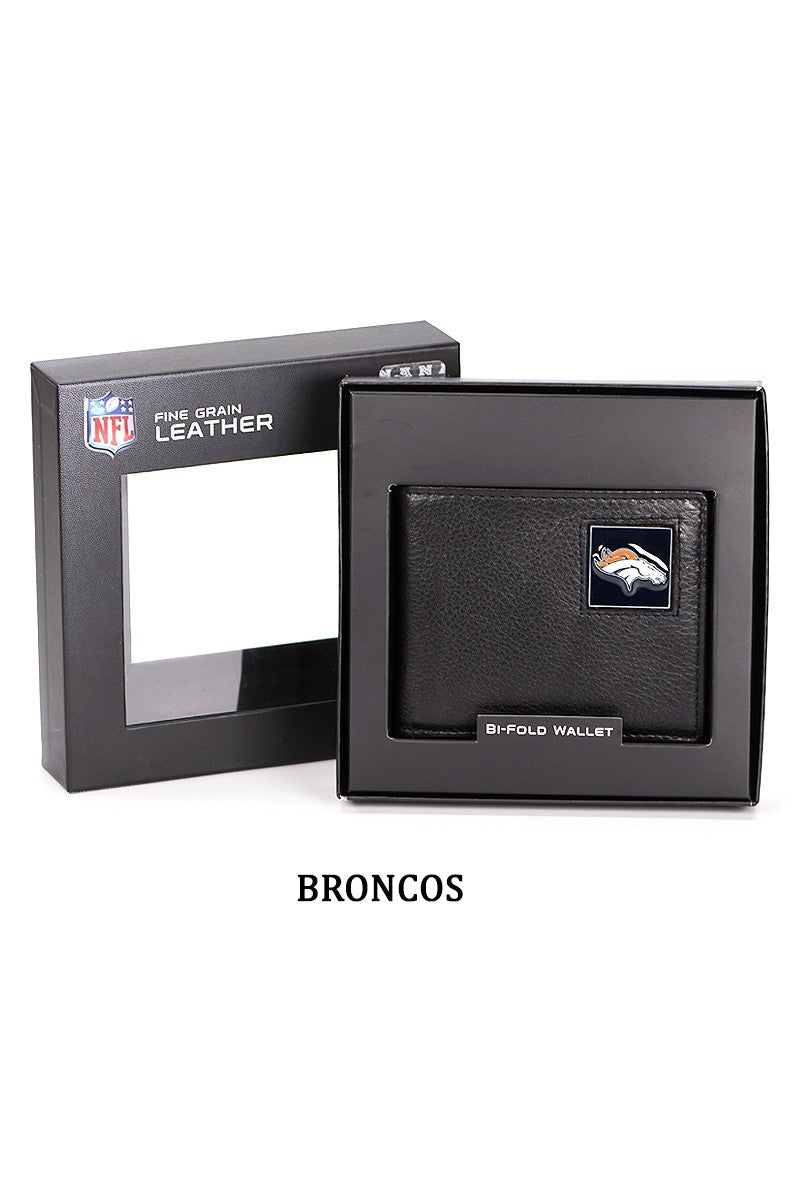 Broncos Nfl Bi-Fold Wallet Packaged In Gift Box