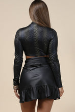 Black Faux Leather Mock Neck Crop Top