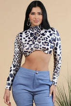 Beige Faux Leather Mock Neck Crop Top