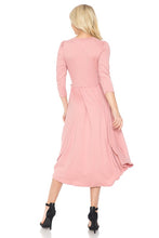 Mauve A-Line Midi Dress With Shirred Shoulder