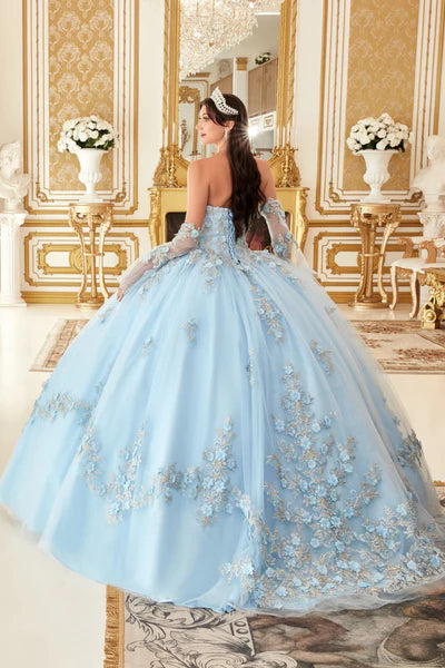 Cute Floral Appliqued Tulle Ball-Gown with 3D Butterfly Accents Red