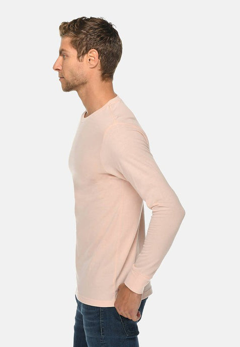 Pale Pink Long Sleeve Crewneck Tee - 2XL-3XL