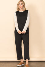 Black French Terry Front Pocket Detailed Jumper Jumpsuit