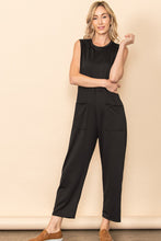 Black French Terry Front Pocket Detailed Jumper Jumpsuit