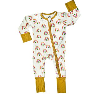 Rainbow Bamboo Convertible Foot Baby Pajama