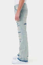 Light Stone Heavy Destroyed Relaxed Flare Denim