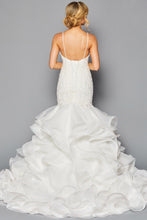 White Spaghetti Strap V Neck Mermaid Wedding Gown