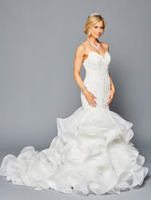White Spaghetti Strap V Neck Mermaid Wedding Gown