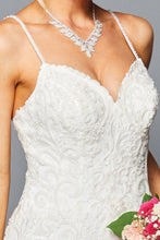 White Spaghetti Strap V Neck Mermaid Wedding Gown