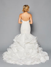 White Spaghetti Strap V Neck Mermaid Wedding Gown