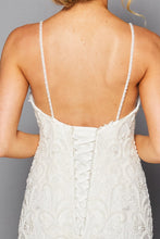 White Spaghetti Strap V Neck Mermaid Wedding Gown