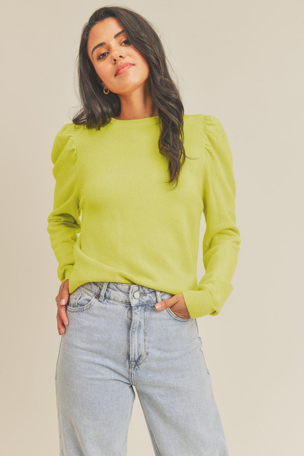Avacado Cream Classic Crew Neckline Pullover