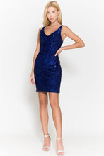 Royal V-Neck Full Sequin Stretch Night Out Dress