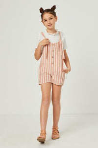 Blush Girls Striped Button Detail Tie Knot Romper