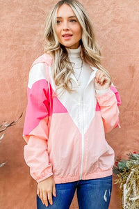 Pink Color Block Windbreaker Jacket