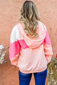 Pink Color Block Windbreaker Jacket