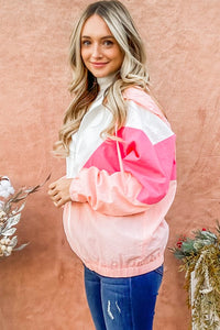 Pink Color Block Windbreaker Jacket