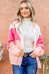 Pink Color Block Windbreaker Jacket