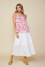 Square Neck Floral Swiss Dot Tiered Tank Top