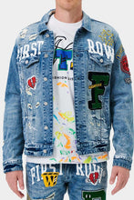 Medium Sand Tint Varsity Patches Denim Jacket