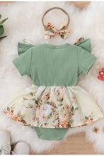 Mint Infant/Toddler Flower Print Onesies With Bow