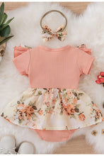 Peach Infant/Toddler Flower Print Onesies With Bow