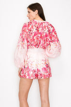 Pink Multi Floral Print Blouse and Belted Short Pants Set