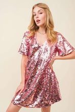 Light Pink Big Sequin V-neck Mini Dress