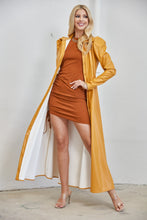 Mustard Faux Leather Duster Long sleeves Jacket Dress Top