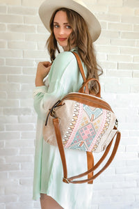Taupe/Mint Lexie Convertible Backpack